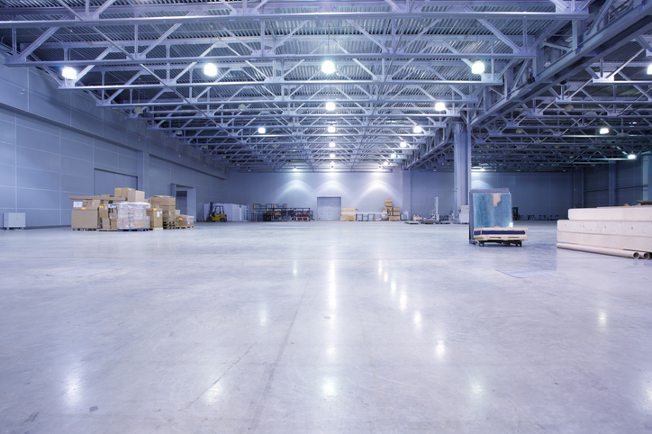 Large modern storehouse with some goods